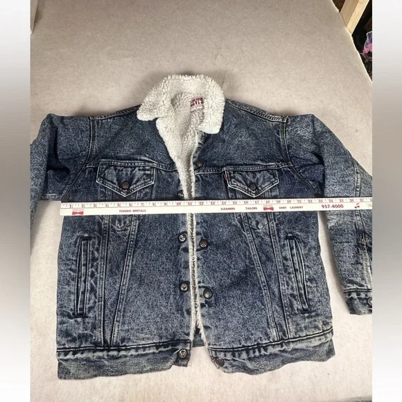 Levi Sherpa Jean Jacket San Francisco MediumUSA Made 80's Trucker Vintage Levi's - Picture 6 of 12